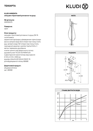 Змішувач для ванни Kludi Ambienta 535900575 - фото 3
