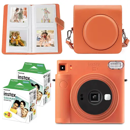 Подарочный набор камера Fujifilm Instax Square SQ1, Фотобумага 40 шт, Чехол, Фотоальбом 80 фото Оранжевый - фото 1