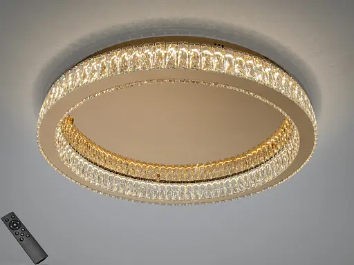 Кришталева LED люстра смарт світильник з пультом, 75 Вт, золото - фото 1