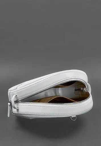 Шкіряна жіноча кругла сумка-рюкзак Maxi біла - фото 6