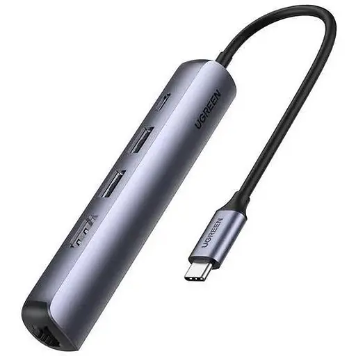 Usb розгалужувач хаб Ugreen CM418 Usb-C to 2xUsb 3.0+HDMI+RJ45 Ethernet Adapter+PD (10919) - фото 1
