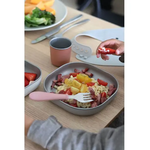 Набір дитячого посуду Beaba тарілка, миска, стакан металеві 4+ теракотовий (913584) - фото 7