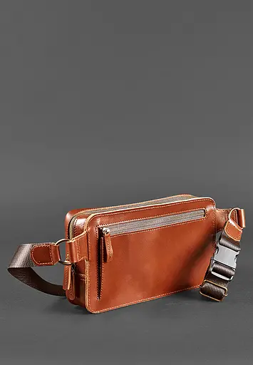 Шкіряна поясна сумка Dropbag Maxi світло-коричнева - фото 5