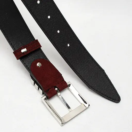 Ремінь жіночий замшевий JK-4066 бордовий зі сріблистою пряжкою (120 см) - фото 5