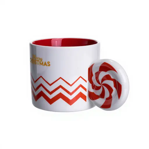 Чашка порцелянова новорічна Marry Christmas 350 мл Білий з червоним Yiwu FM-CS-51WR - фото 3