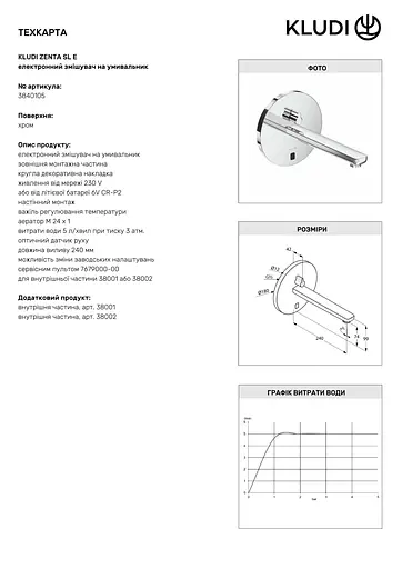 Смеситель для умывальника Kludi Zenta электронный 3840105 - фото 3