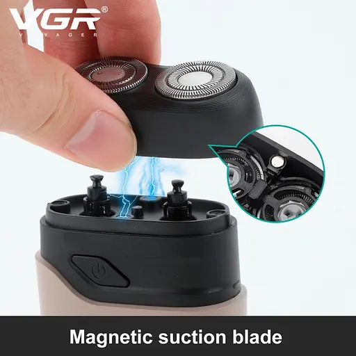 Мужская электробритва VGR V-345 аккумуляторная роторная водонепроницаемая мини бритва IPX7 5Вт Красный/Черный - фото 4