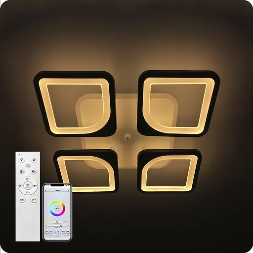 Люстра світлодіодна 517 Light 3color з пультом 96Вт Чорний (01188) - фото 5