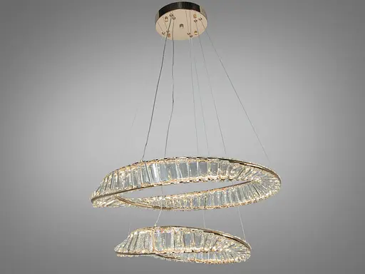 Светодиодная люстра подвесная 2 кольца золото 86 Вт - фото 2