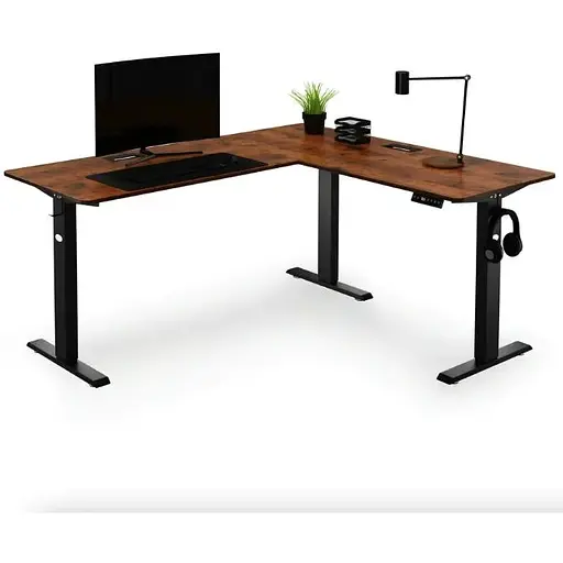 Компьютерный угловой стол Di Volio Montaro с регулируемой высотой коричневый - фото 9