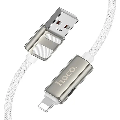 Дата кабель Hoco U137 Line with display USB to Lightning 2.4A/12W (1.2m) White - фото 3