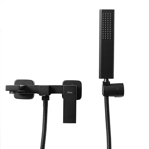 Смеситель для ванны и душа Rea Fenix черный настенный REA-B3310 Черный - фото 3