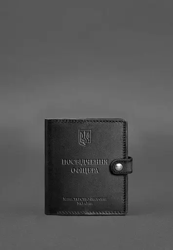 Кожаная обложка-портмоне для удостоверения офицера 11.0 Черная - фото 2