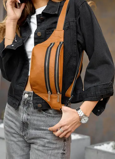 Поясна сумка бананка шкіряна Sambag Tirso BTS натуральна руда шкіра 30.5 х 14 см (81333121w) - фото 3