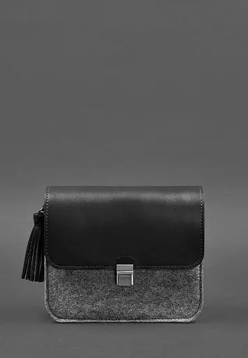 Фетрова жіноча бохо-сумка Лілу з шкіряними чорними вставками - фото 6