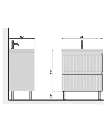 Тумба Мойдодир Fluffy 70-U з умивальником Vivace 70 Білий матовий - фото 8