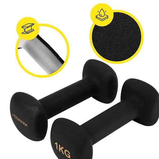 Гантелі вінілові Cornix Square 2 x 1 кг XR-0406 Black - фото 4