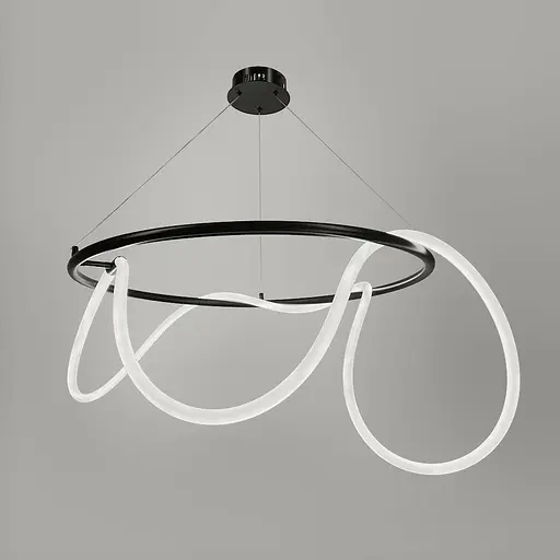 Черная кольцевая люстра с гибкой LED лентой Ø100 см (кольцо 80 см) | Ст. JU 22N-800 BK Line F - фото 5