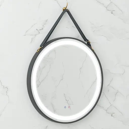 Дзеркало кругле 60*60 см, в алюмінієвій рамі, з підсвічуванням, диммером, підігрівом дзеркала, чорне Volle 16-25-600B, Чорний матовий - фото 4