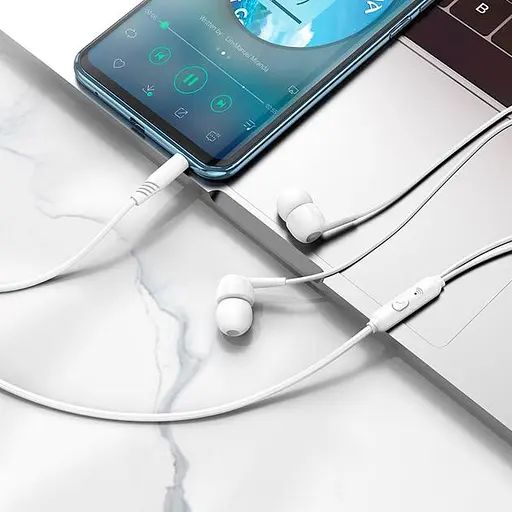 Провідні вакуумні навушники Hoco M99 Celestial universal earphones with microphone, 3.5mm, 1.2m, white - фото 4