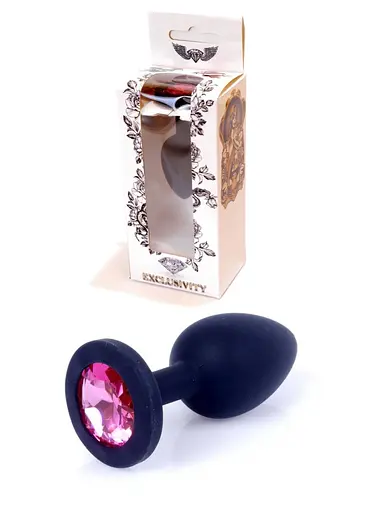 Силіконова анальна пробка з кристалом Boss Plug Jewellery 8 см (рожевий)