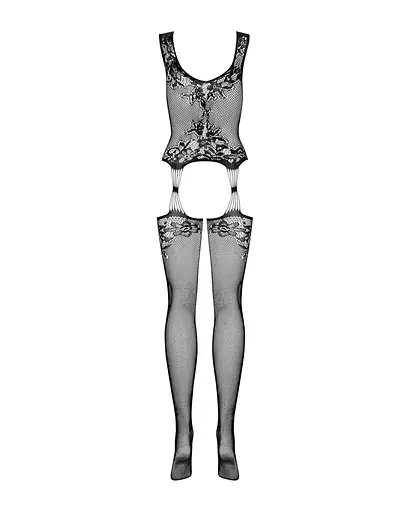 Бодістокінг Obsessive Bodystocking F221 силуетний квітковий малюнок імітація панчох XL/XXL - фото 6
