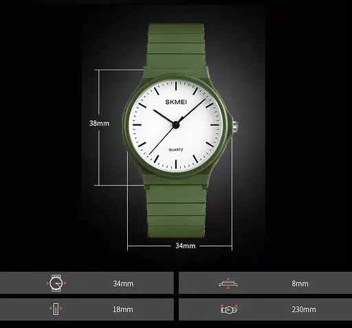 Наручний годинник жіночий Skmei 1419 Army Green, 1419AG (18414) - фото 6