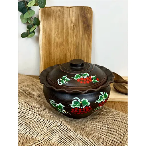 Макітра хвиля з кришкою 2.5 л керамічна (глиняна) Калина