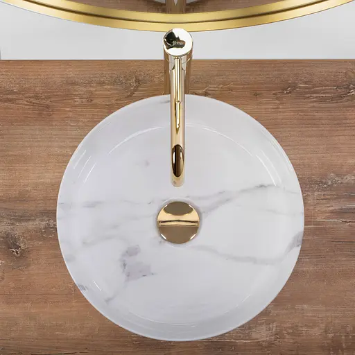 Умивальник Rea Sami marble накладний REA-U5685, Білий - фото 5