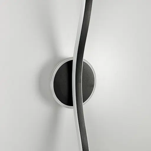 Чорне видовжене хвилеподібне бра 80 см 4000K Арт. WB 31/800 BK Line F - фото 4