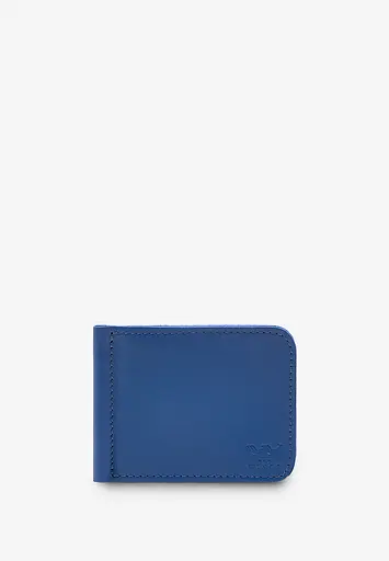 Шкіряний затиск для грошей яскраво-синій - фото 2