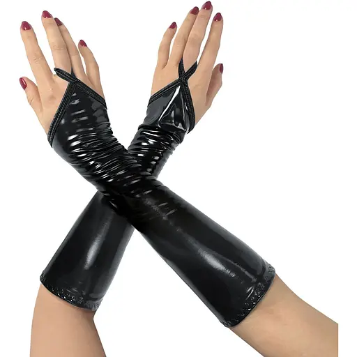 Вінілові міттинки Art of Sex - Lora короткі, размер S, колір чорний - фото 2