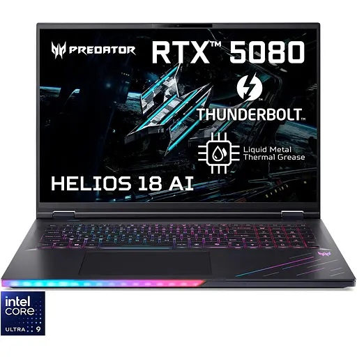 Ноутбук Игровой Acer Predator Helios 18 AI PH18-73-956S с процессором Intel Core Ultra 9 275HX pana la 5.4GHz, 18'', WQXGA, IPS, 250Hz, 128GB DDR5 RAM, 6TB SSD, NVID