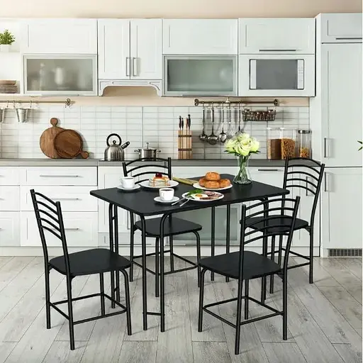 Комплект мебели Costway Katarina стол и 4 стулья черный - фото 2
