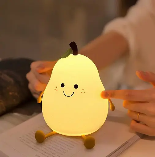 Декоративный детский ночник Веселая Грушка силиконовый аккумуляторный светильник для сна - фото 4