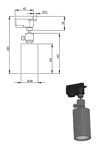 Точковий трековий спот TR 1 латунний, PikArt арт. 25491 Золотий - фото 2
