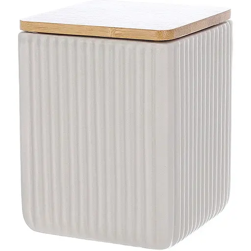Банка керамічна з бамбуковою кришкою BonaDi Scandi Beige 10 x 13 см 900 мл (304-018)