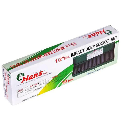 Набір торцевих головок Hans ударні глибокі 1/2 DR 10 предметів (84610М) - фото 3