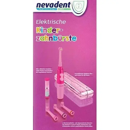 Електрична дитяча зубна щітка Nevadent NKZ 3 A1 Pink + пісочний годинник + насадки + футляр + наклейки - фото 5