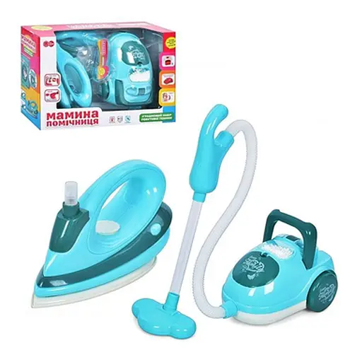 Набір побутової техніки, праска, пилосос, музика, світло, на батарейках, 35x23x9.5 см