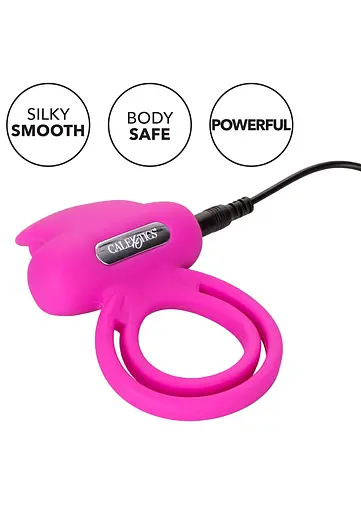 Виброкольцо CalExotics Dual Clit Flicker Enhancer 6х3.7 см розовый - фото 9