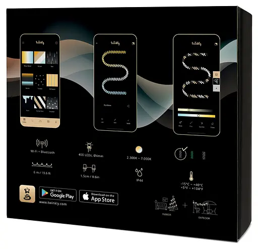 Twinkly Smart LED Гірлянда Twinkly Cluster AWW, 400, Gen II, IP44, довжина 6м, кабель чорний - фото 2