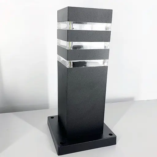 Вуличний ліхтар в чорному кольорі корпусу 30 см | Line F | Арт. 8024 30CM BK (стовп) - фото 3