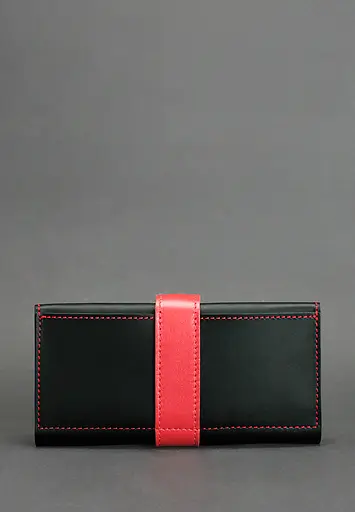 Кожаное женское портмоне 3.0 черное с красным. - фото 5