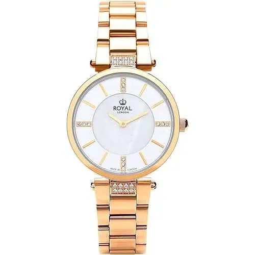 Женские водонепроницаемые наручные часы Royal London 21425-02 кварцевые с камнями Сваровски