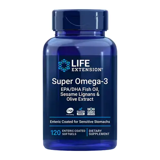 Жирні кислоти Life Extension Super Omega-3 EPA/DHA Fish Oil Sesame Lignans Olive Extract 120 softgels