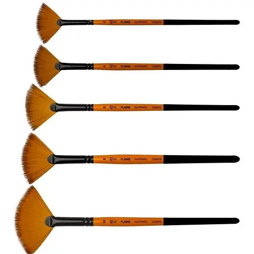 Пензель синтетика віялова FLAME 1368FN №2 коротка ручка Rosa
