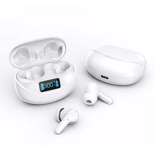 Бездротові Bluetooth навушники TWS CR-i17 із зарядним кейсом, сенсорами управління та індикатором заряду Білі - фото 4