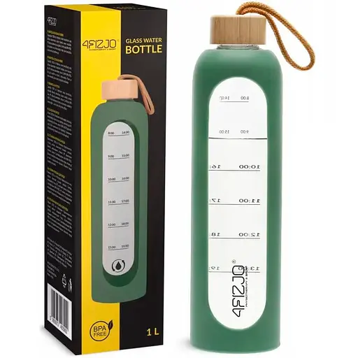 Пляшка для води 4FIZJO спортивна 1000 мл скляна Olive (P-5905973403900) - фото 1