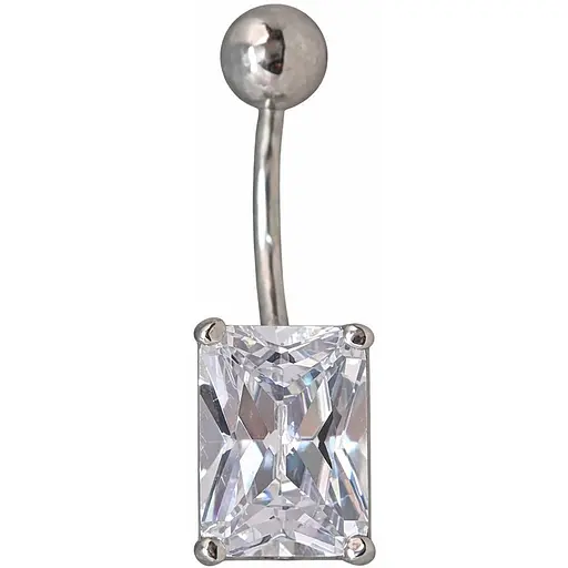 Серебряная серьга для пирсинга пупка с фианитами. 7028.1С - фото 1